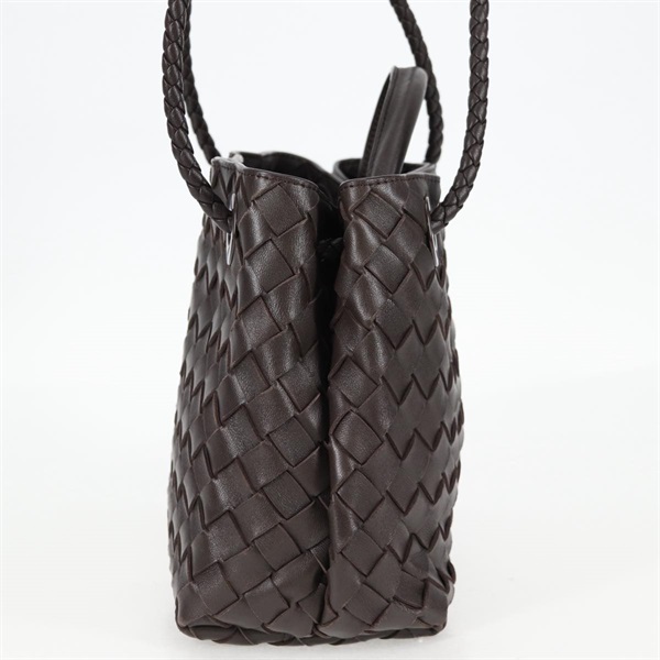 BOTTEGA VENETA イントレチャート アンディアーモスモール トートバッグ ブラウン ゴールド レザーの画像3