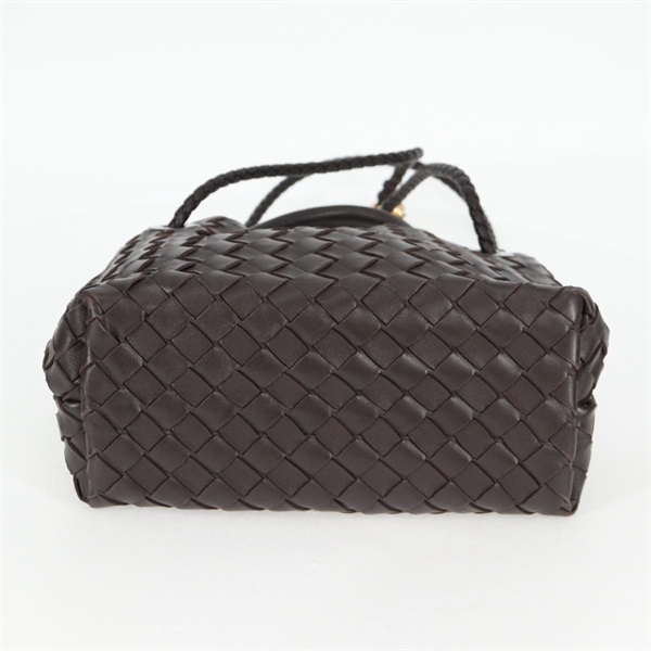 BOTTEGA VENETA イントレチャート アンディアーモスモール トートバッグ ブラウン ゴールド レザーの画像6
