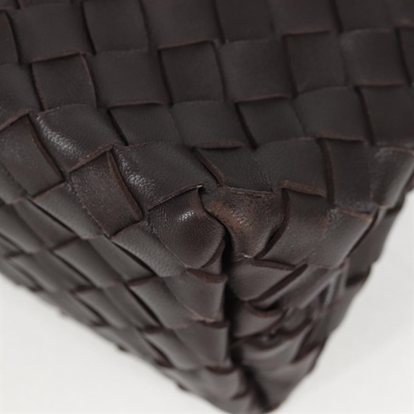 BOTTEGA VENETA イントレチャート アンディアーモスモール トートバッグ ブラウン ゴールド レザーの画像7