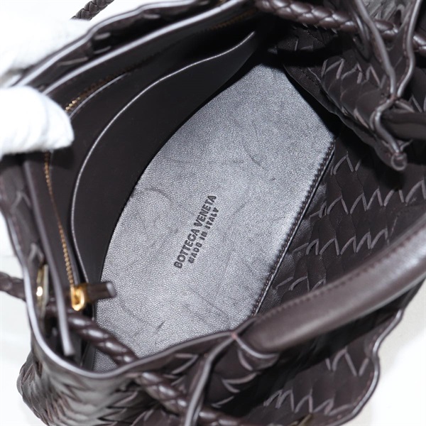 BOTTEGA VENETA イントレチャート アンディアーモスモール トートバッグ ブラウン ゴールド レザーの画像8