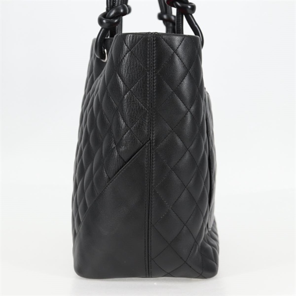 CHANEL カンボン ラージトート 2009年 トートバッグ ブラック シルバー ラムスキンの画像2