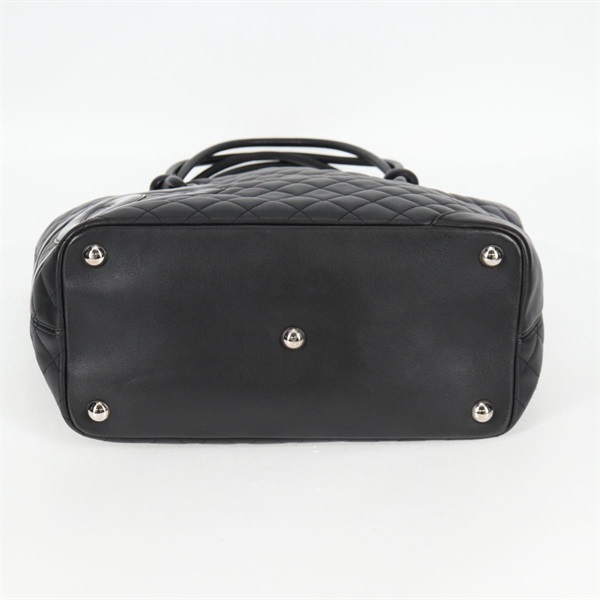 CHANEL カンボン ラージトート 2009年 トートバッグ ブラック シルバー ラムスキンの画像5
