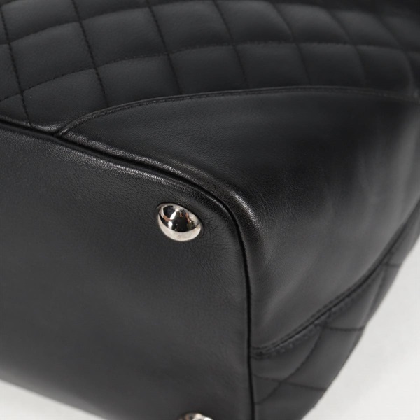 CHANEL カンボン ラージトート 2009年 トートバッグ ブラック シルバー ラムスキンの画像6
