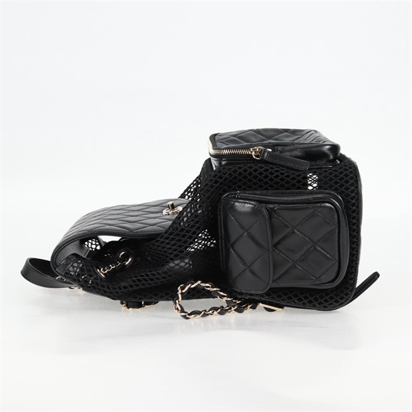 CHANEL マトラッセ 2021年 バックパック ブラック ゴールド シャイニーラムスキンの画像2