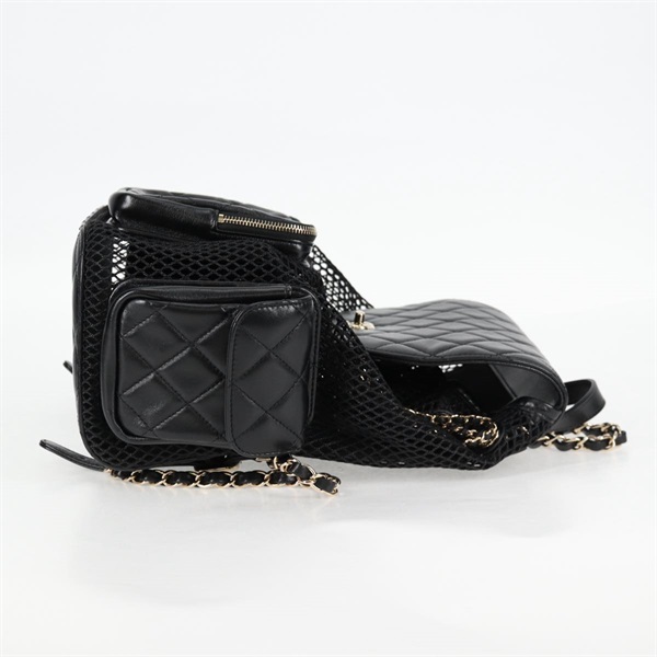 CHANEL マトラッセ 2021年 バックパック ブラック ゴールド シャイニーラムスキンの画像3