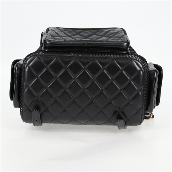 CHANEL マトラッセ 2021年 バックパック ブラック ゴールド シャイニーラムスキンの画像6