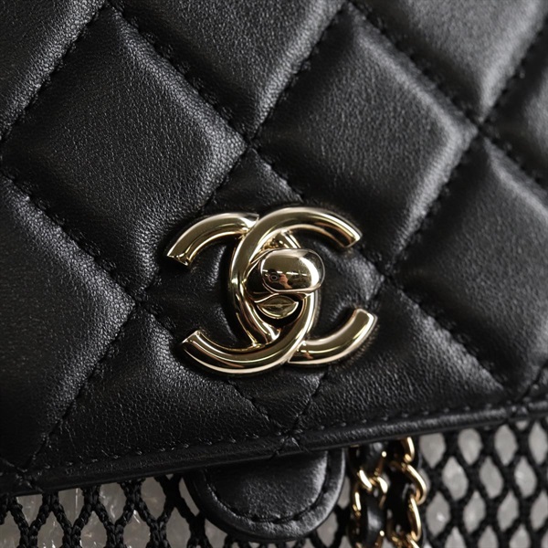 CHANEL マトラッセ 2021年 バックパック ブラック ゴールド シャイニーラムスキンの画像8
