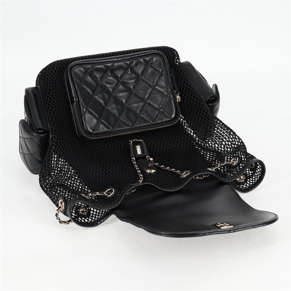 CHANEL マトラッセ 2021年 バックパック ブラック ゴールド シャイニーラムスキンの画像9