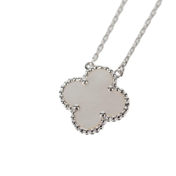Van Cleef & Arpels ヴィンテージ アルハンブラ ネックレス ホワイトゴールド ホワイト 750WG マザーオブパールの画像2