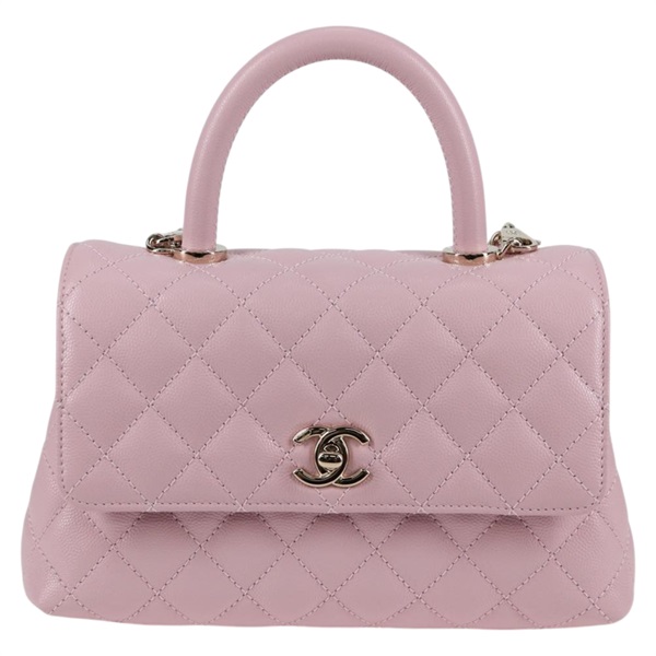 CHANEL ココハンドル XS 2021年 ハンドバッグ ピンク シャンパンゴールド キャビアスキンの画像1
