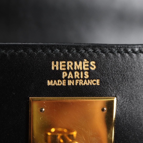 HERMES ケリー 32 1995年 ◯Y ハンドバッグ ノワール ゴールド ボックスカーフの画像9