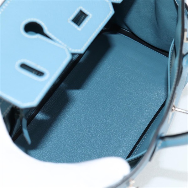 HERMES バーキン 25 2005年 □I ハンドバッグ ブルージーン シルバー ヴォーエプソンの画像12