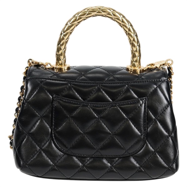 CHANEL ココハンドル ゴールドハンドルXXS 2021年 ハンドバッグ ブラック ゴールド カーフスキンの画像1