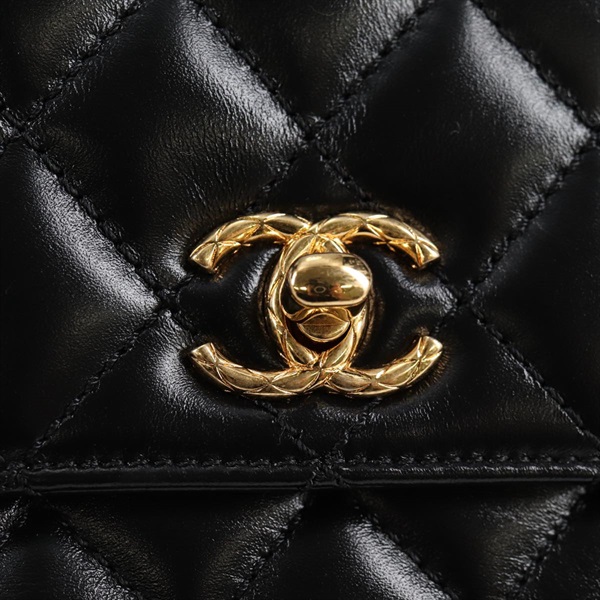CHANEL ココハンドル ゴールドハンドルXXS 2021年 ハンドバッグ ブラック ゴールド カーフスキンの画像8