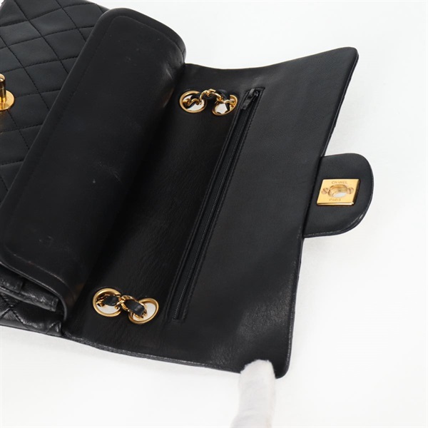 CHANEL マトラッセ ダブルフラップダブルチェーン 23 ハンドバッグ ブラック ゴールド ラムスキンの画像9