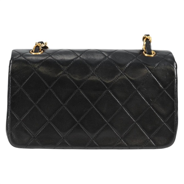 CHANEL ミニ マトラッセ シングルフラップシングルチェーン フルフラップ19 1989年 ショルダーバッグ ブラック ゴールド ラムスキンの画像2