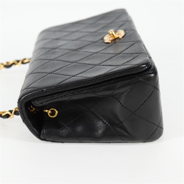 CHANEL ミニ マトラッセ シングルフラップシングルチェーン フルフラップ19 1989年 ショルダーバッグ ブラック ゴールド ラムスキンの画像3