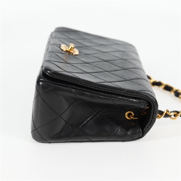 CHANEL ミニ マトラッセ シングルフラップシングルチェーン フルフラップ19 1989年 ショルダーバッグ ブラック ゴールド ラムスキンの画像4