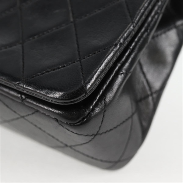 CHANEL ミニ マトラッセ シングルフラップシングルチェーン フルフラップ19 1989年 ショルダーバッグ ブラック ゴールド ラムスキンの画像7