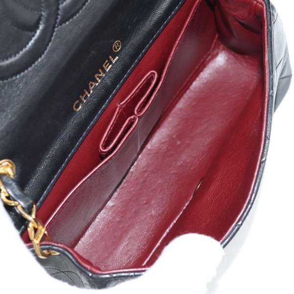 CHANEL ミニ マトラッセ シングルフラップシングルチェーン フルフラップ19 1989年 ショルダーバッグ ブラック ゴールド ラムスキンの画像10