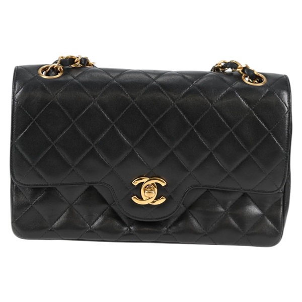CHANEL マトラッセ ダブルフラップダブルチェーン 23 ショルダーバッグ ブラック ゴールド ラムスキンの画像1