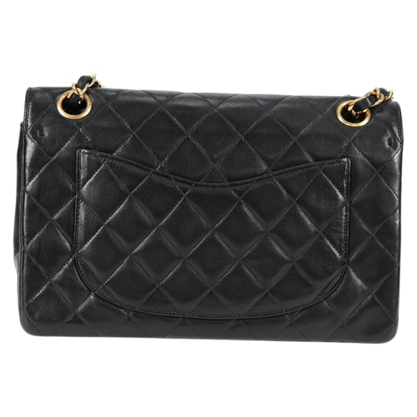 CHANEL マトラッセ ダブルフラップダブルチェーン 23 ショルダーバッグ ブラック ゴールド ラムスキンの画像2