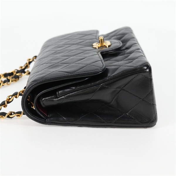 CHANEL マトラッセ ダブルフラップダブルチェーン 23 ショルダーバッグ ブラック ゴールド ラムスキンの画像3