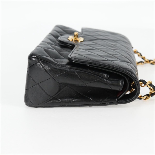 CHANEL マトラッセ ダブルフラップダブルチェーン 23 ショルダーバッグ ブラック ゴールド ラムスキンの画像4