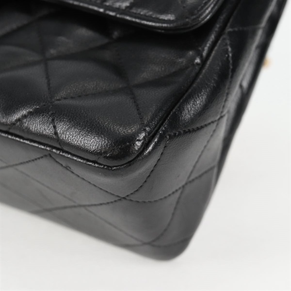 CHANEL マトラッセ ダブルフラップダブルチェーン 23 ショルダーバッグ ブラック ゴールド ラムスキンの画像7
