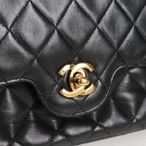 CHANEL マトラッセ ダブルフラップダブルチェーン 23 ショルダーバッグ ブラック ゴールド ラムスキンの画像8