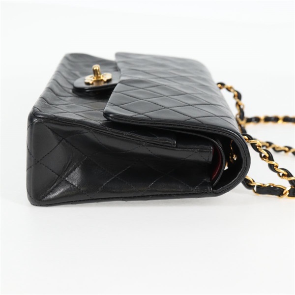 CHANEL マトラッセ ダブルフラップダブルチェーン 25 ショルダーバッグ ブラック ゴールド ラムスキンの画像4