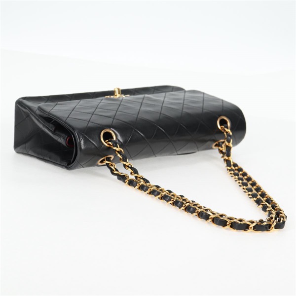 CHANEL マトラッセ ダブルフラップダブルチェーン 25 ショルダーバッグ ブラック ゴールド ラムスキンの画像5