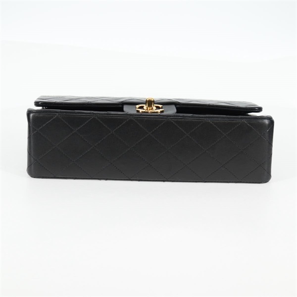 CHANEL マトラッセ ダブルフラップダブルチェーン 25 ショルダーバッグ ブラック ゴールド ラムスキンの画像6
