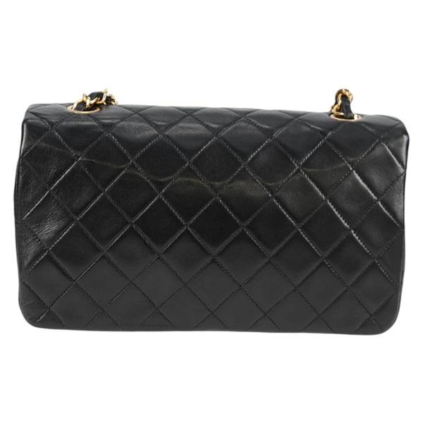 CHANEL マトラッセ シングルフラップシングルチェーン フルフラップ23 1991年 ショルダーバッグ ブラック ゴールド ラムスキンの画像2