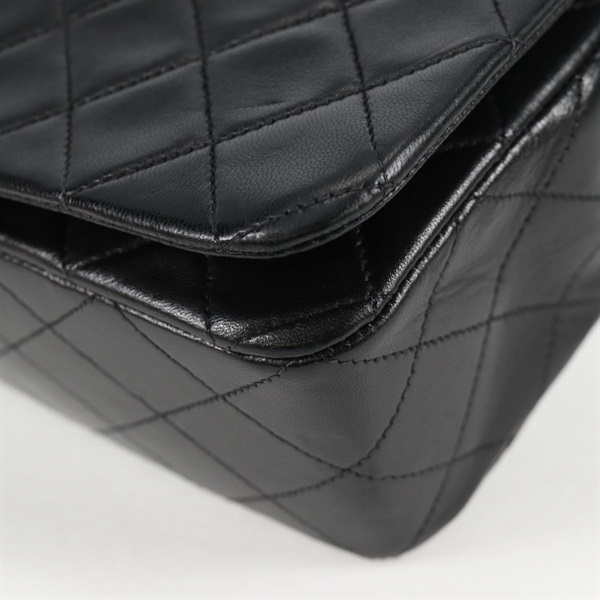 CHANEL マトラッセ シングルフラップシングルチェーン フルフラップ23 1991年 ショルダーバッグ ブラック ゴールド ラムスキンの画像7