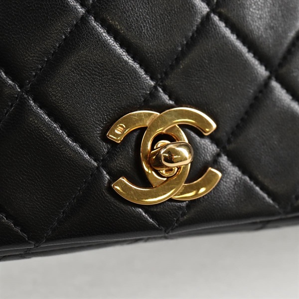 CHANEL マトラッセ シングルフラップシングルチェーン フルフラップ23 1991年 ショルダーバッグ ブラック ゴールド ラムスキンの画像8
