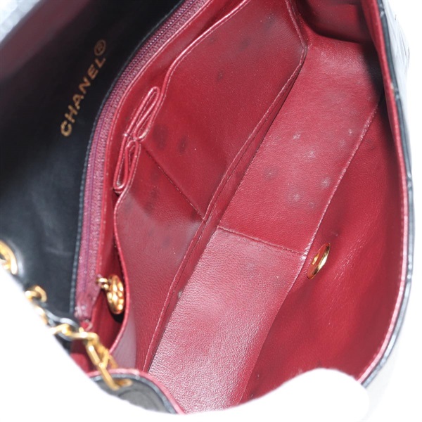 CHANEL マトラッセ シングルフラップシングルチェーン フルフラップ23 1991年 ショルダーバッグ ブラック ゴールド ラムスキンの画像10