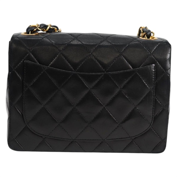 CHANEL ミニ マトラッセ シングルフラップシングルチェーン 18 ショルダーバッグ ブラック ゴールド ラムスキンの画像2