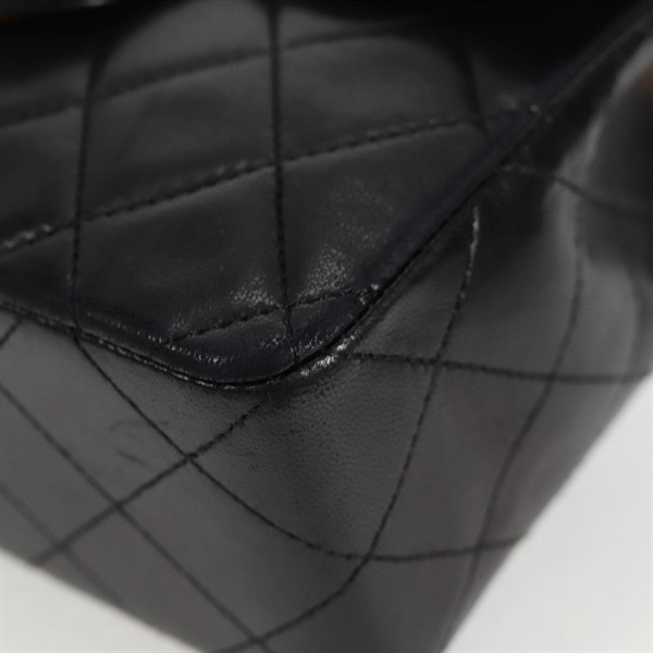 CHANEL ミニ マトラッセ シングルフラップシングルチェーン 18 ショルダーバッグ ブラック ゴールド ラムスキンの画像7