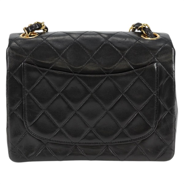 CHANEL ミニ マトラッセ シングルフラップシングルチェーン 18 ショルダーバッグ ブラック ゴールド ラムスキンの画像2