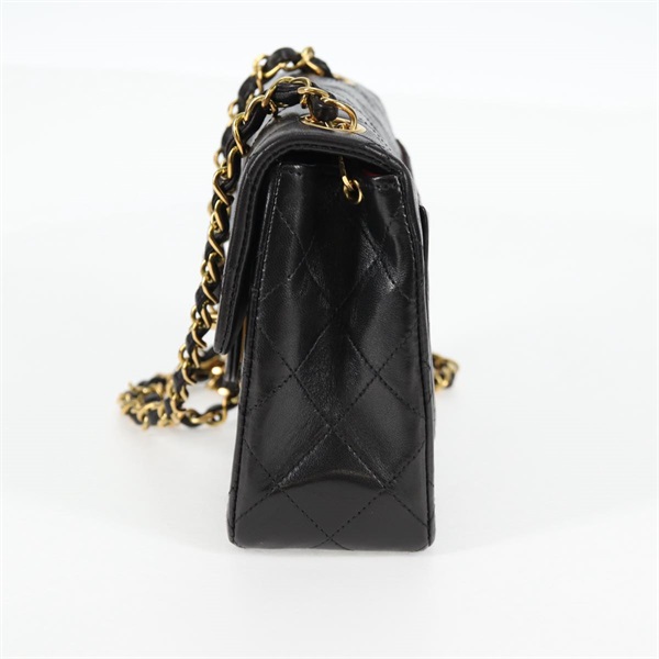 CHANEL ミニ マトラッセ シングルフラップシングルチェーン 18 ショルダーバッグ ブラック ゴールド ラムスキンの画像3
