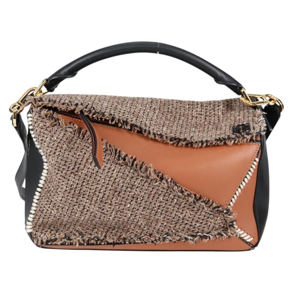 LOEWE パズル ミディアム ショルダーバッグ ブラウン ブラック ベージュ ゴールド レザーの画像1