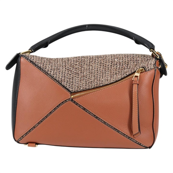 LOEWE パズル ミディアム ショルダーバッグ ブラウン ブラック ベージュ ゴールド レザーの画像2