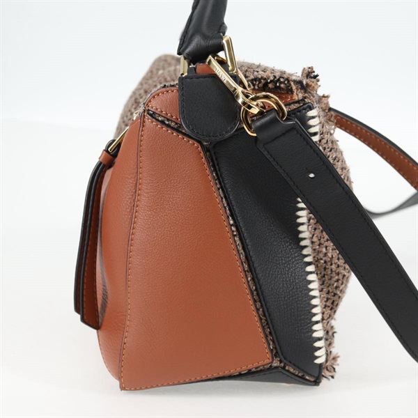 LOEWE パズル ミディアム ショルダーバッグ ブラウン ブラック ベージュ ゴールド レザーの画像4