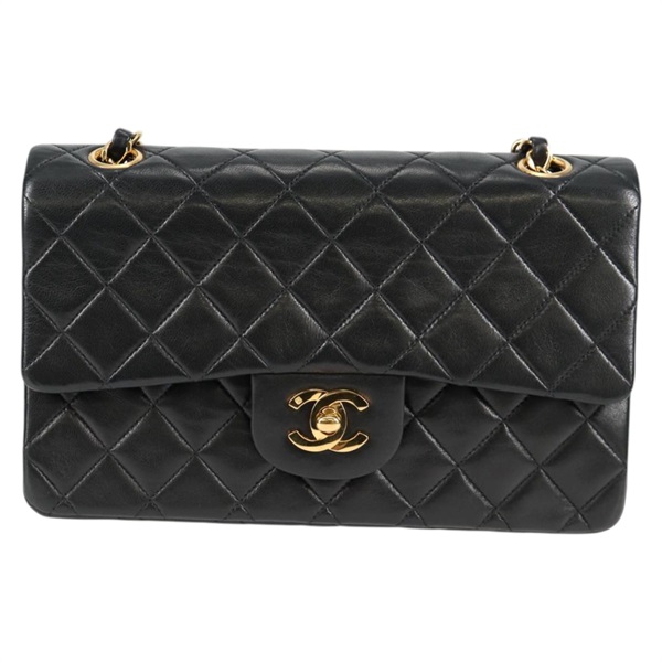 CHANEL マトラッセ ダブルフラップダブルチェーン 23 ショルダーバッグ ブラック ゴールド ラムスキンの画像1