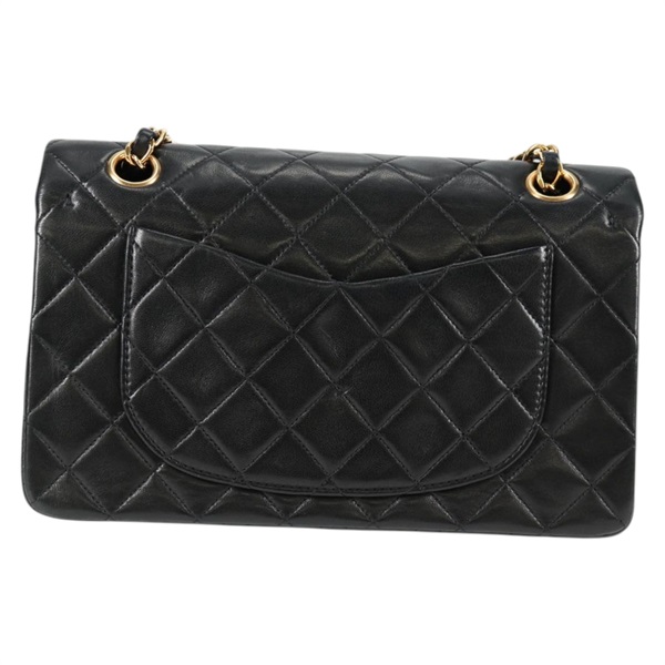 CHANEL マトラッセ ダブルフラップダブルチェーン 23 ショルダーバッグ ブラック ゴールド ラムスキンの画像2