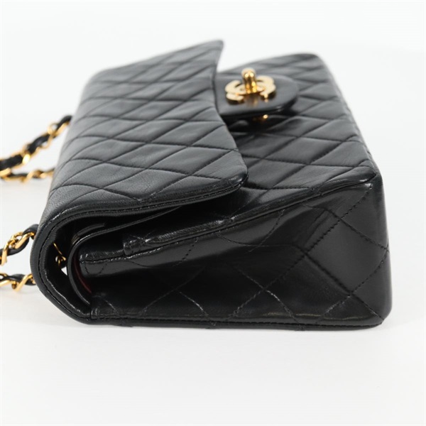CHANEL マトラッセ ダブルフラップダブルチェーン 23 ショルダーバッグ ブラック ゴールド ラムスキンの画像3
