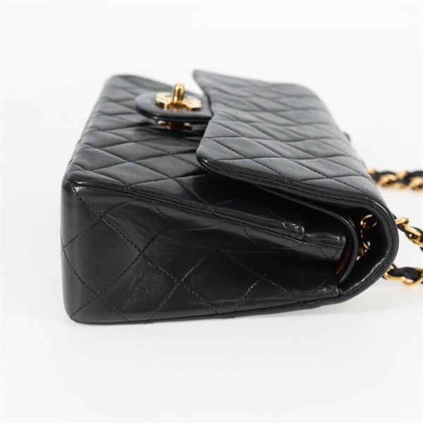 CHANEL マトラッセ ダブルフラップダブルチェーン 23 ショルダーバッグ ブラック ゴールド ラムスキンの画像4