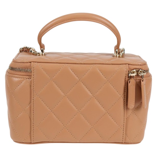 CHANEL マトラッセ チェーンバニティ ショルダーバッグ キャメル ゴールド ラムスキンの画像2