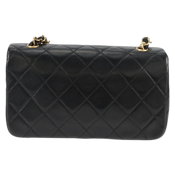 CHANEL ミニ マトラッセ フルフラップ18 1990年 ショルダーバッグ ブラック ゴールド ラムスキンの画像2